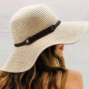 Tan Wide Brim Straw Hat – Strap Trim, Travel-Friendly, Beach Ready